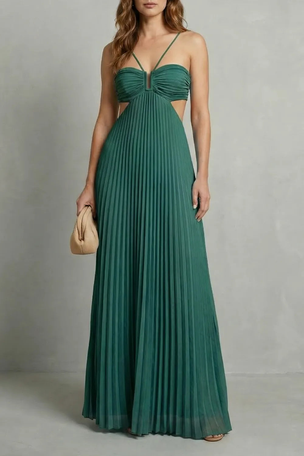 Pleated halter elegance – Maxi dress