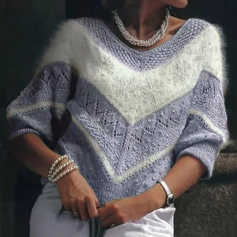 Pink Awareness Jacquard Cozy Knit V-Neck Sweater