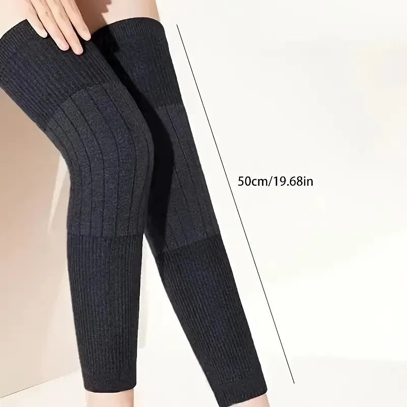 Unisex Winter Knit Plush Knee Braces Leg Warmer Men Women Thicken Knee Pads Sleeves Thermal Knee Warmers