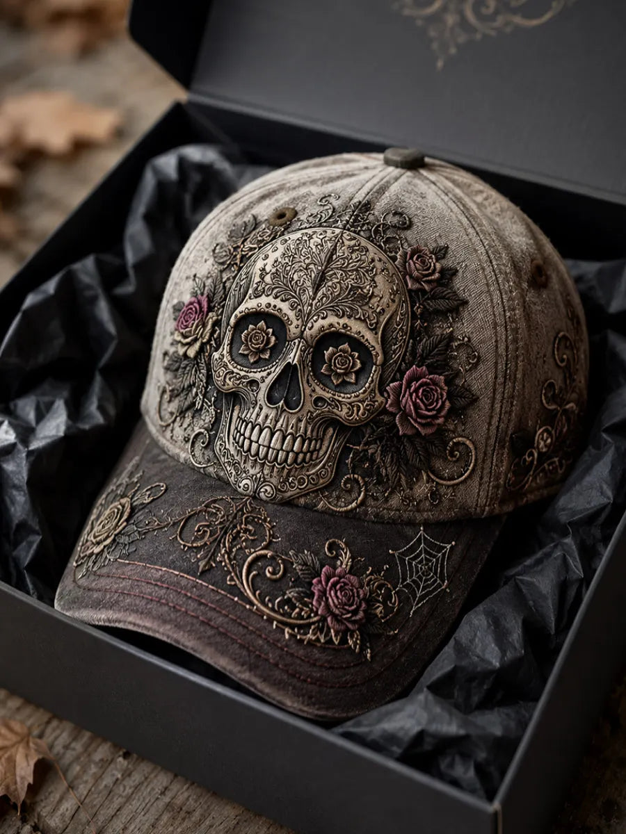 Halloween Skull Art Print Vintage Casual Baseball Cap