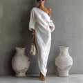 Elegant And Breathable Asymmetrical One-shoulder Relaxed-fit Dress