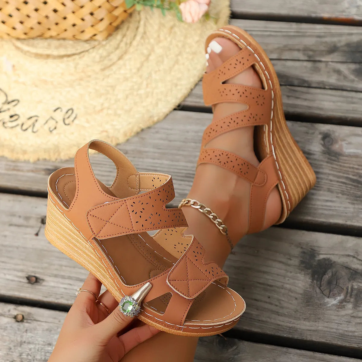 Women's Summer Solid Color Plus Size Thick Sole Sandals