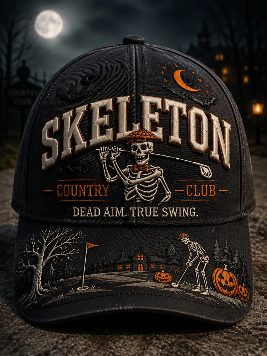 Skeleton Country Club Halloween Print Casual Cap