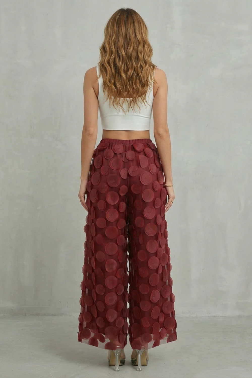 3D circle appliqué – Wide-leg trousers