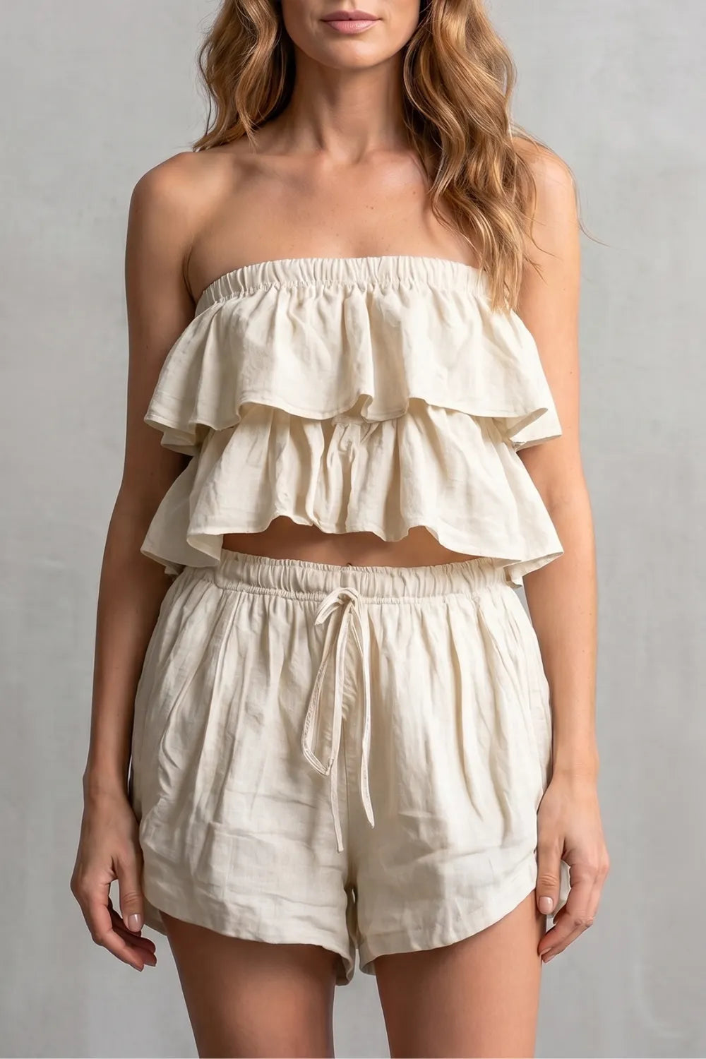 Ruffled seaside charm – Shorts set