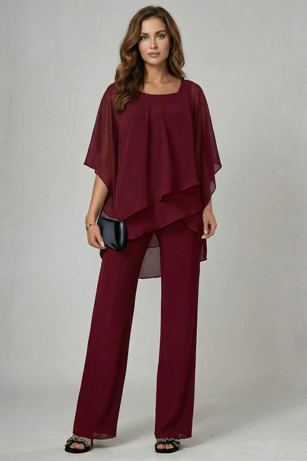 Asymmetric chiffon flow – Top and trouser set