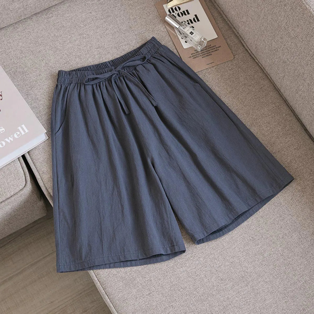 Women's Solid Color Casual Loose Cotton Shorts