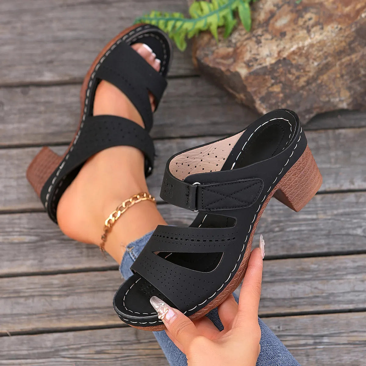 Women's Summer High-Heel Cutout Orthopedic Sandals