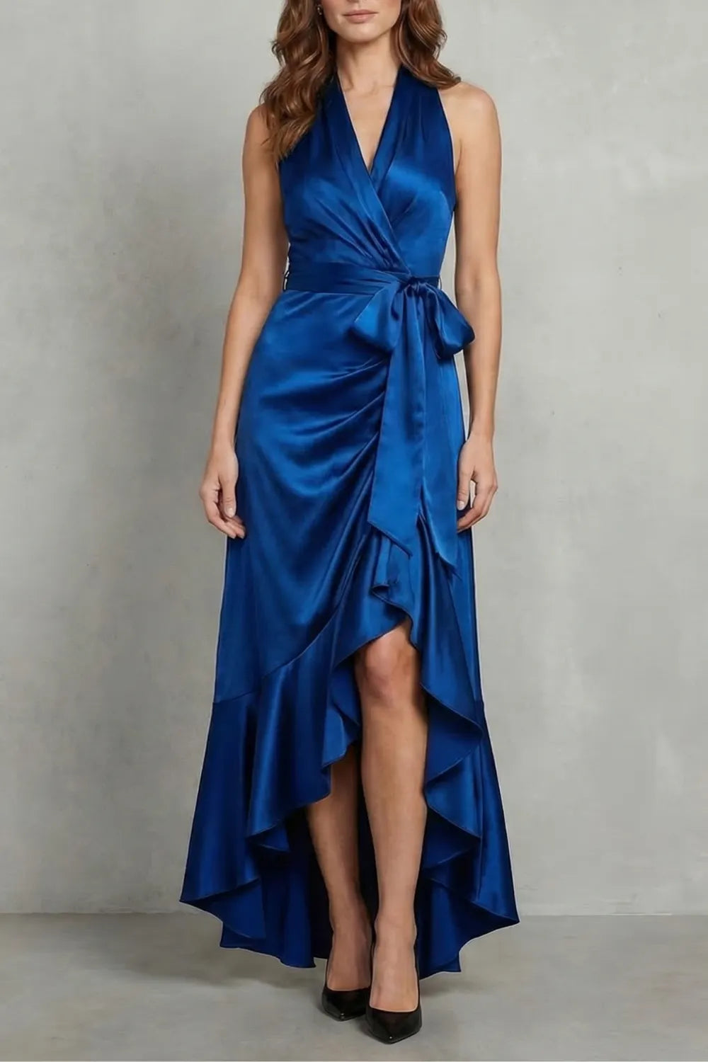 Satin draped silhouette – Evening maxi dress