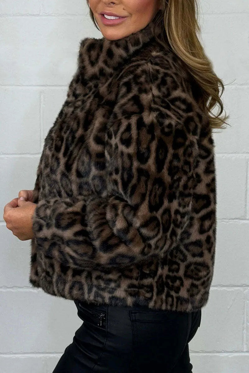 Women's Leopard Print Plush Jacket