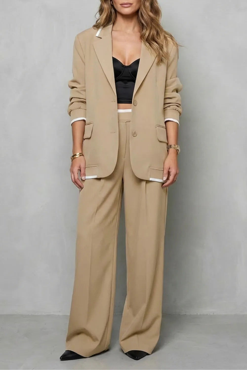Elegant Wide-Leg Pantsuit Set – Two-Piece Power Look