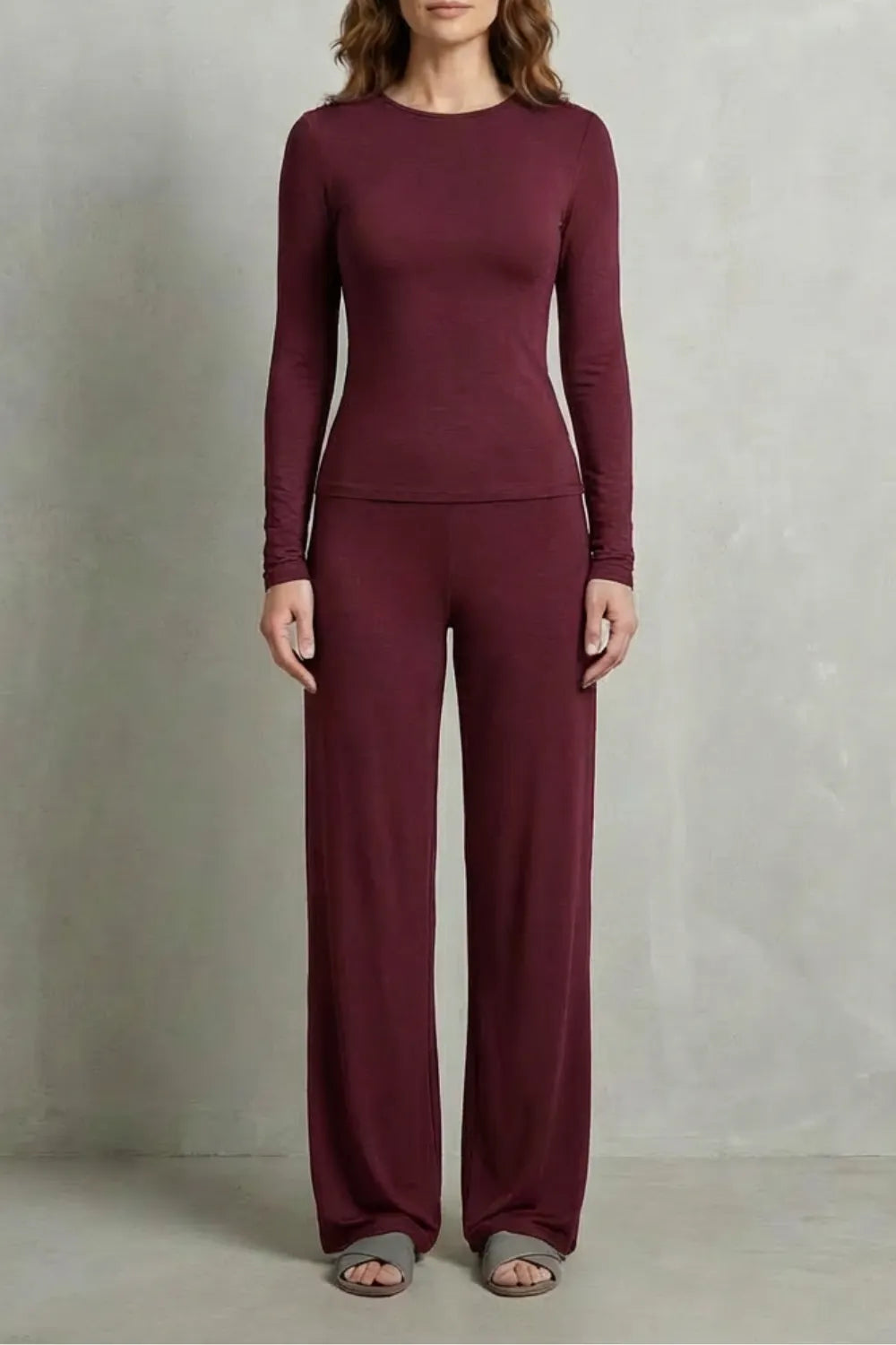 Sleek Simplicity – Pure Color Wide-Leg Pants Suit