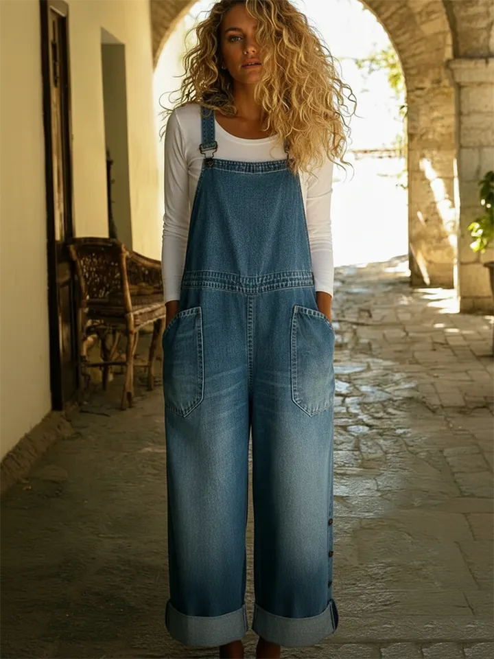 Women's Casual Denim Overalls Jumpsuit