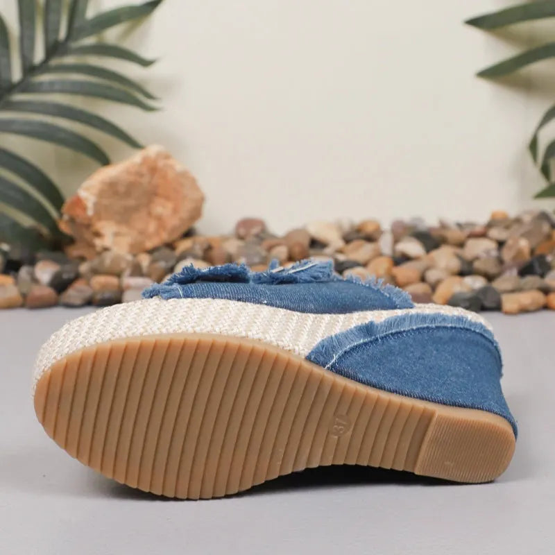 Women's Casual Denim Platform Slide Sandals
