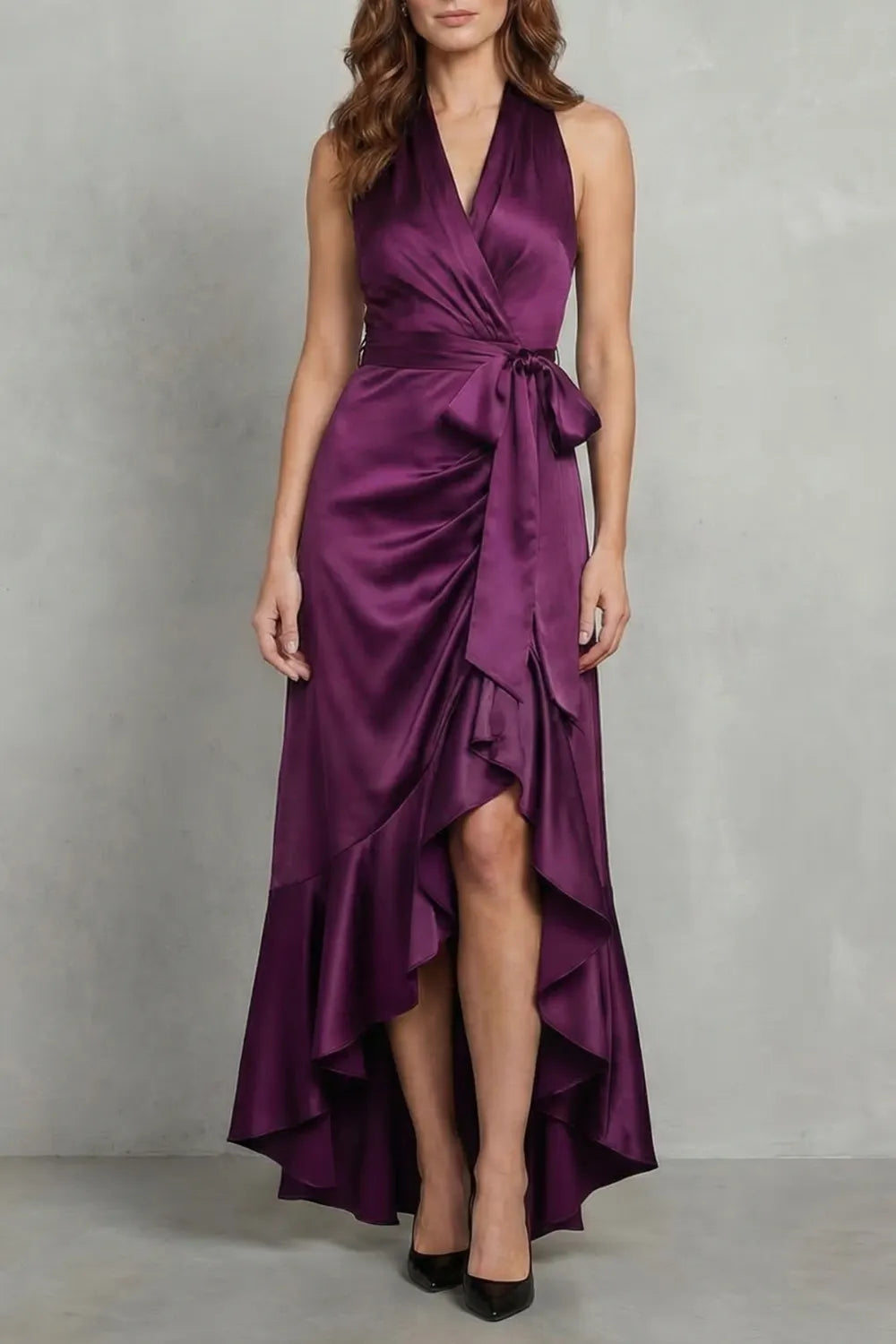 Satin draped silhouette – Evening maxi dress