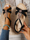 Women's Vacation Summer Flat Beaded Strap Sandals