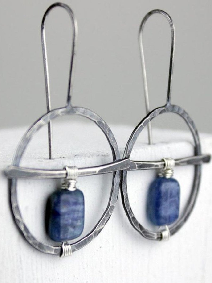Women's Vintage Hand Wrapped Natural Lapis Lazuli Earrings
