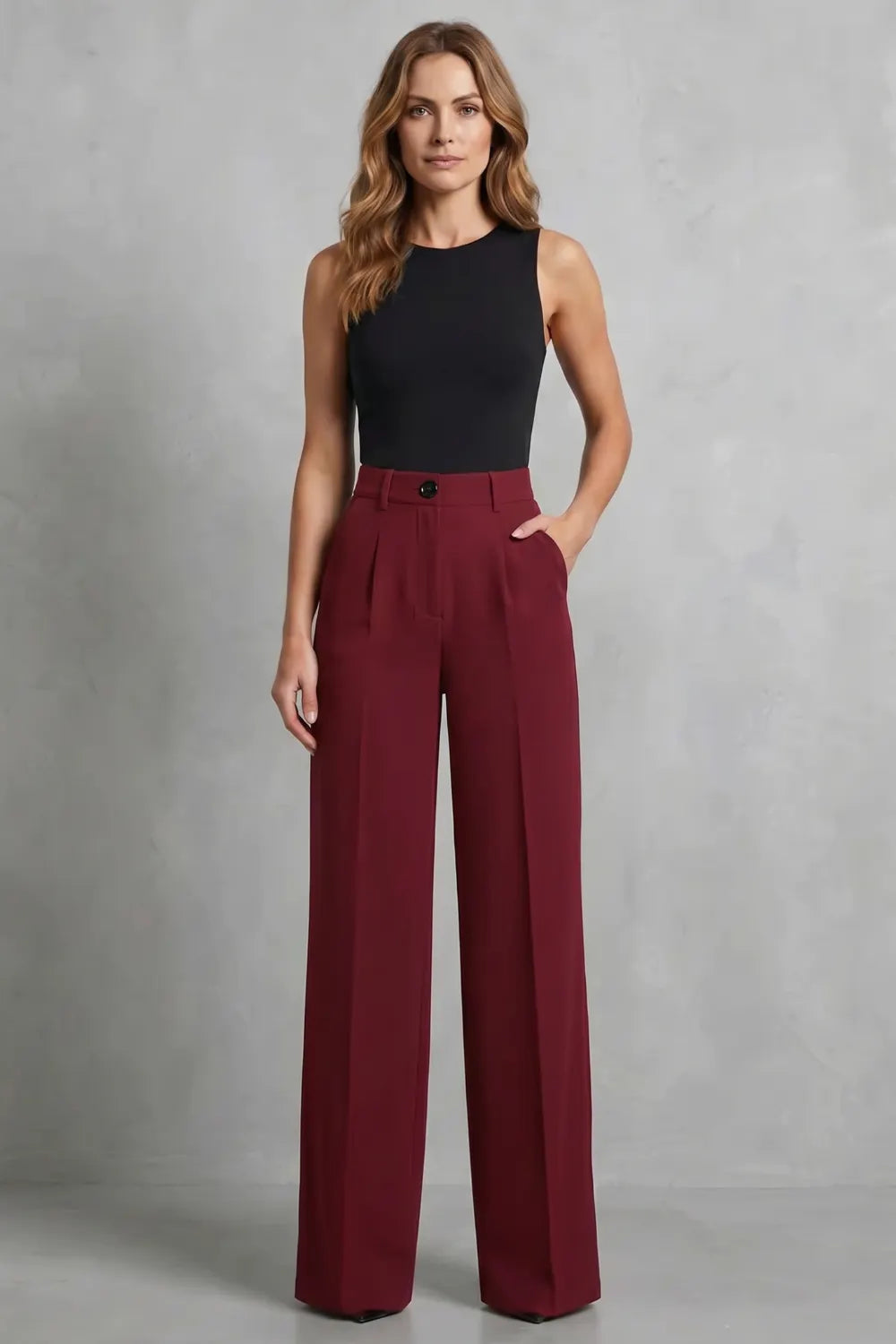 Tailored pleats – High-waist wide-leg trousers