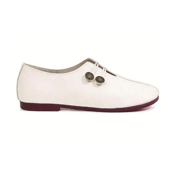 Women's Elegant soft sole round toe buckle decoration Flat Shoes