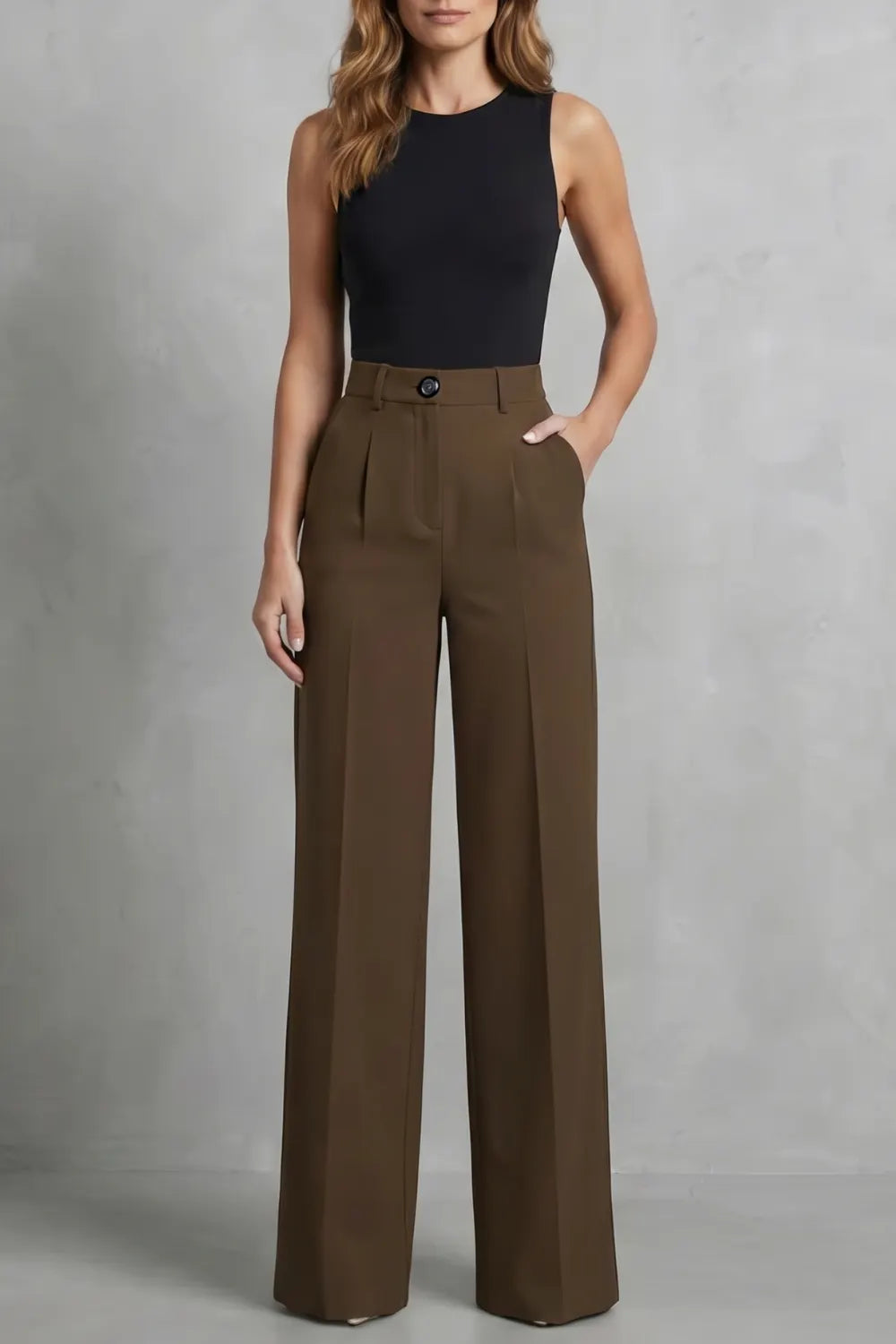 Tailored pleats – High-waist wide-leg trousers
