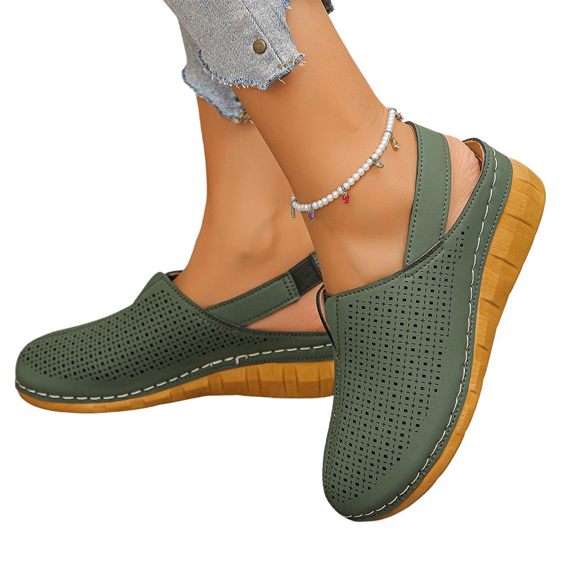 👡 Casual perforated wedge slingback sandals for women ✨