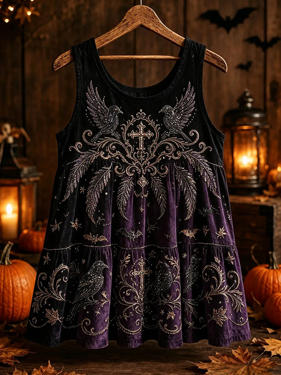 Halloween Raven Art Print Sleeveless Tank Top