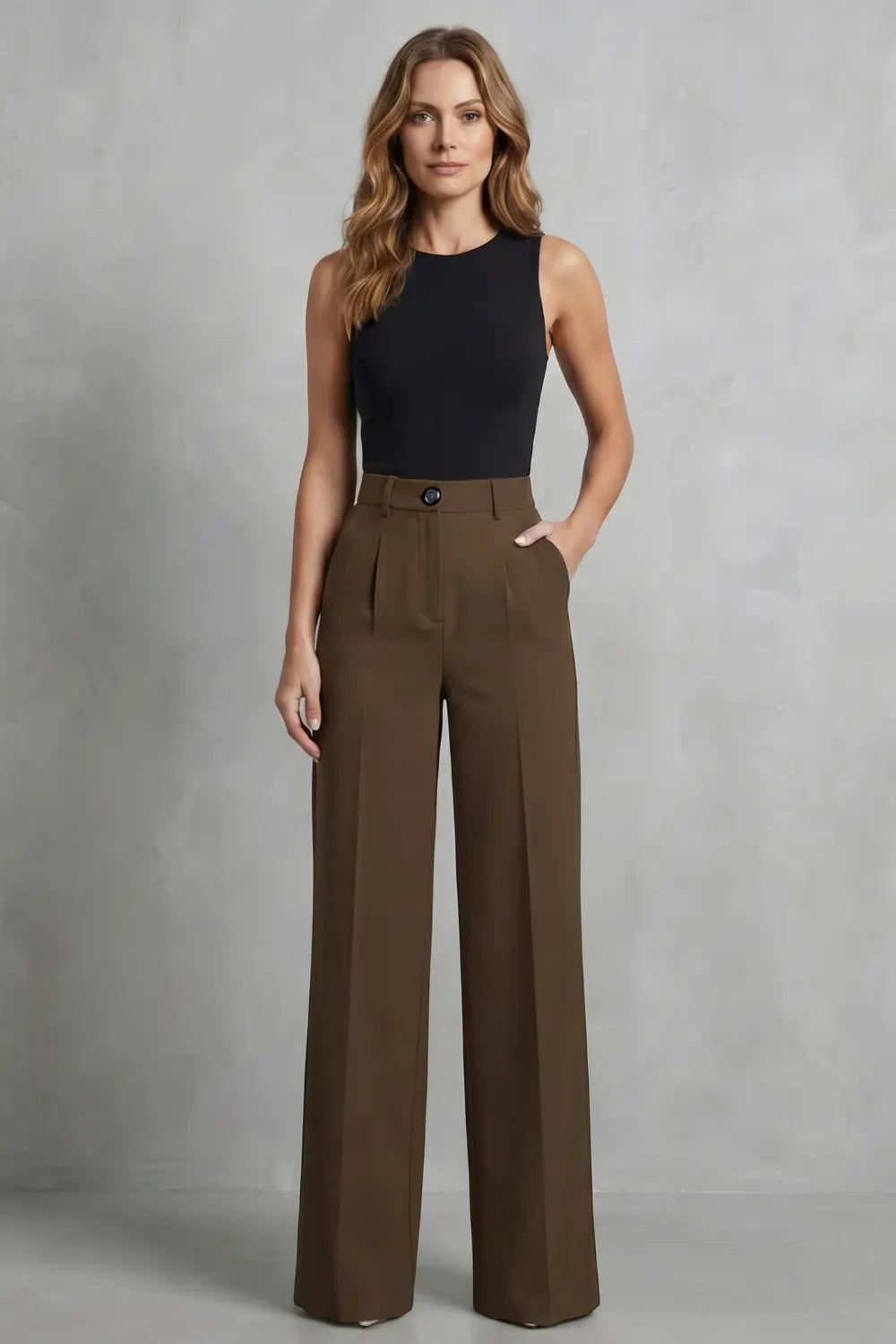 Tailored pleats – High-waist wide-leg trousers