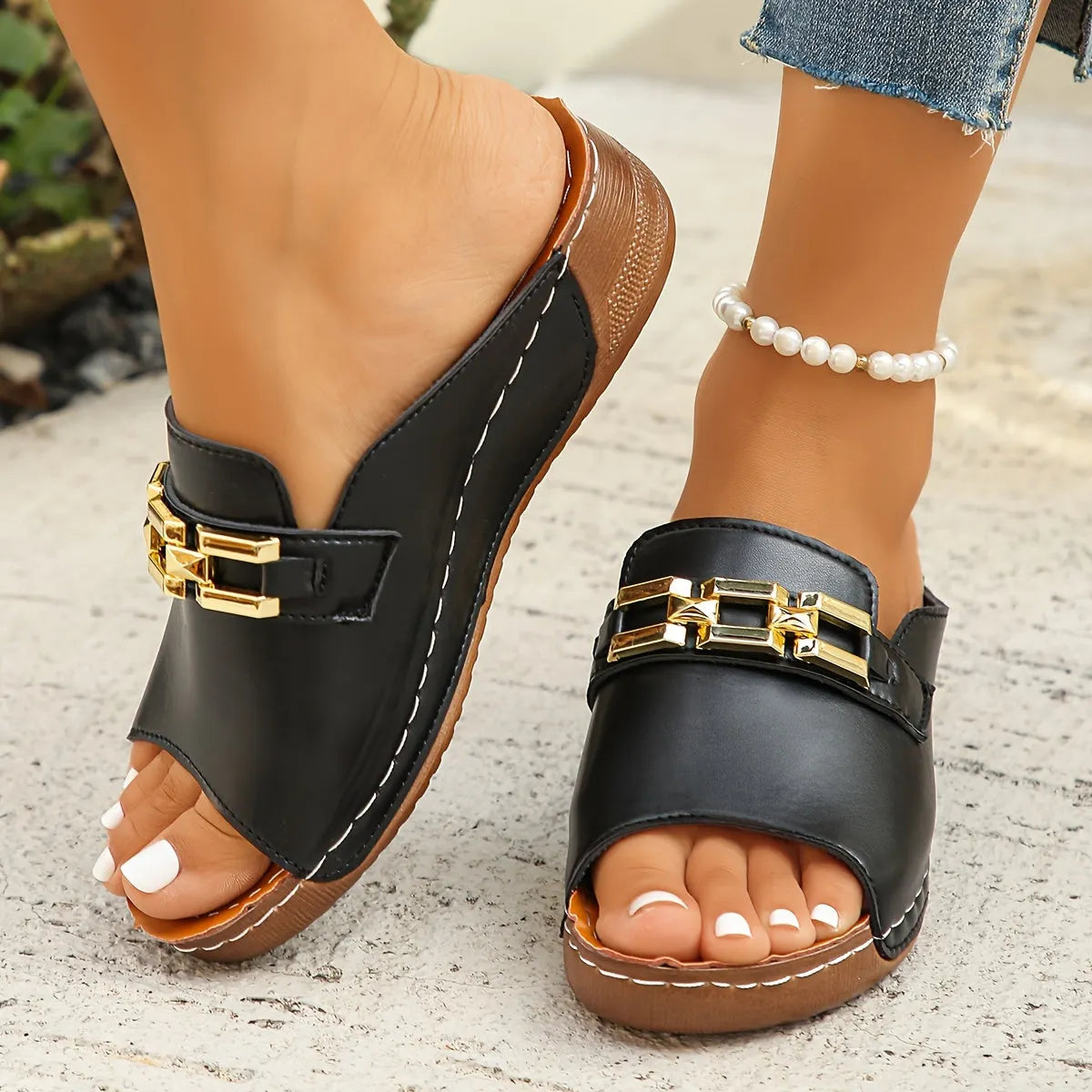 Newly upgraded women's wedge-heeled platform orthotic slippers