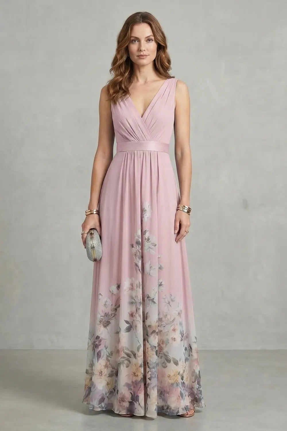 Floral grace – V neck maxi dress
