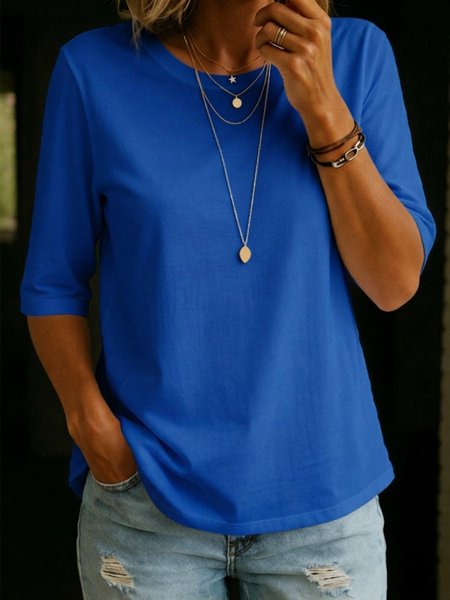 Cozy Minimalist Half-sleeve 100% Cotton T-shirt