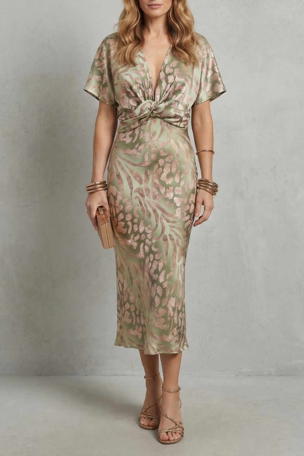 Draped elegance – V neck maxi dress
