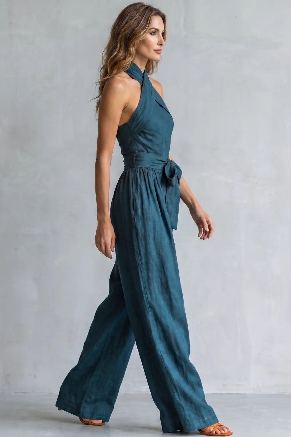 Cross-halter sophistication – Wide-leg jumpsuit