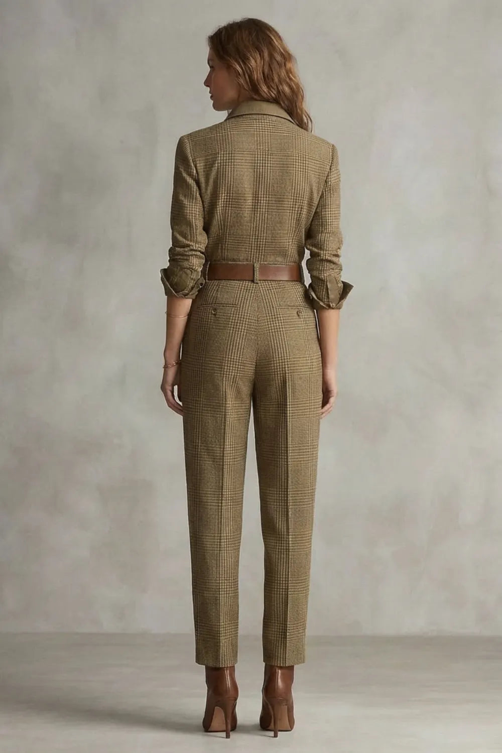 Vintage plaid charm – Tailored jumpsuit