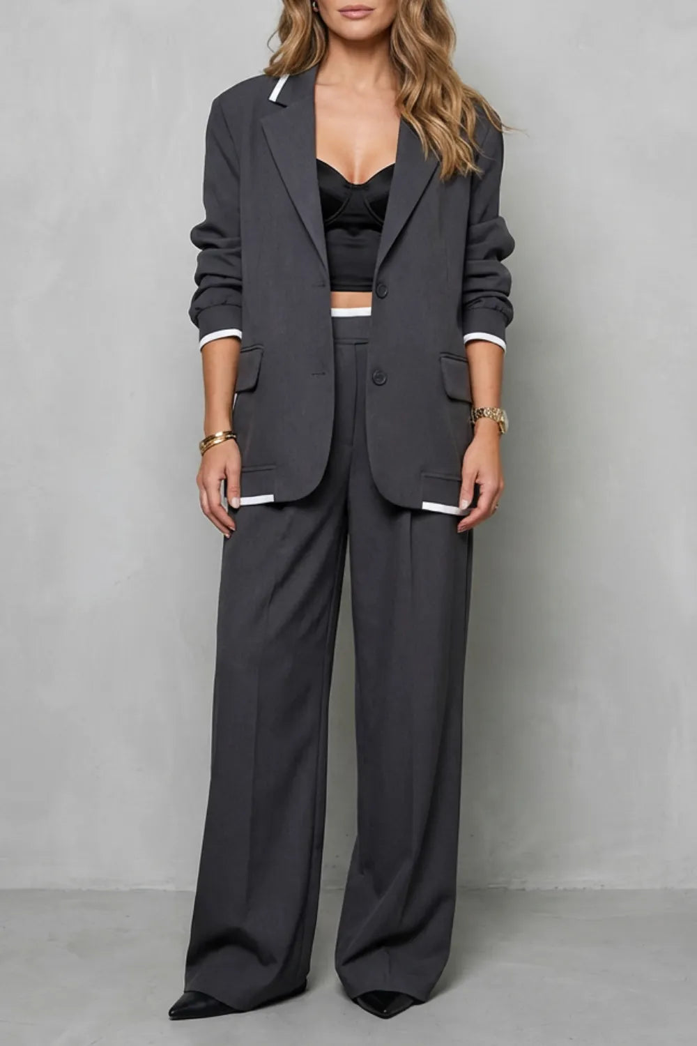 Elegant Wide-Leg Pantsuit Set – Two-Piece Power Look