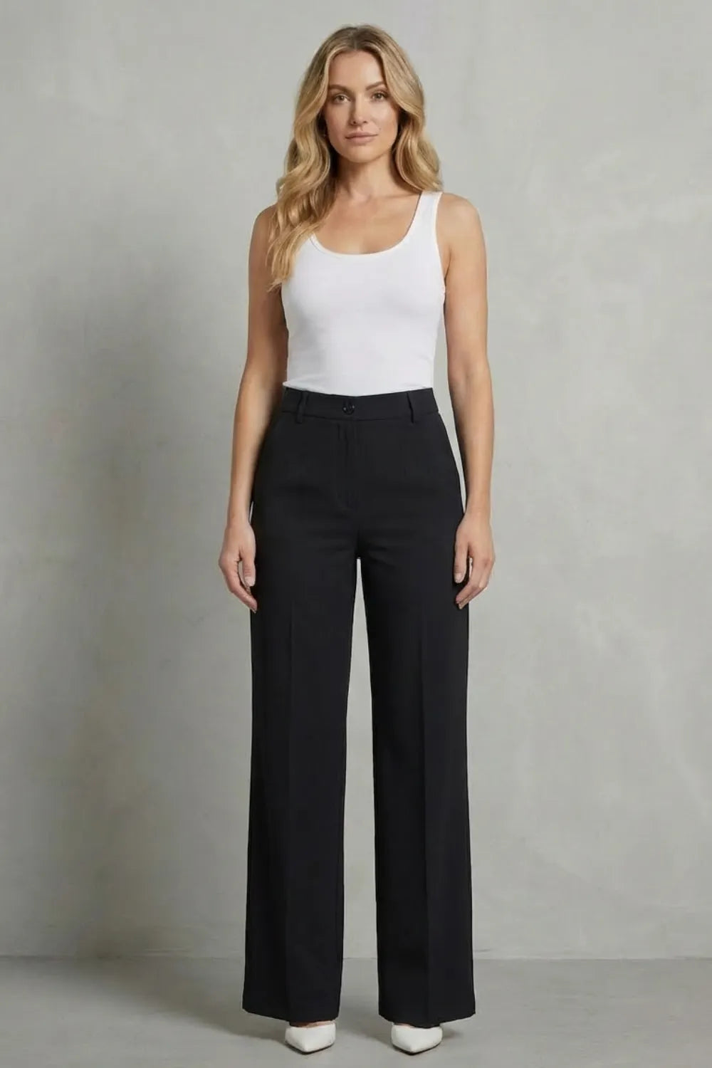 Sleek tailoring – High-waist straight-leg trousers
