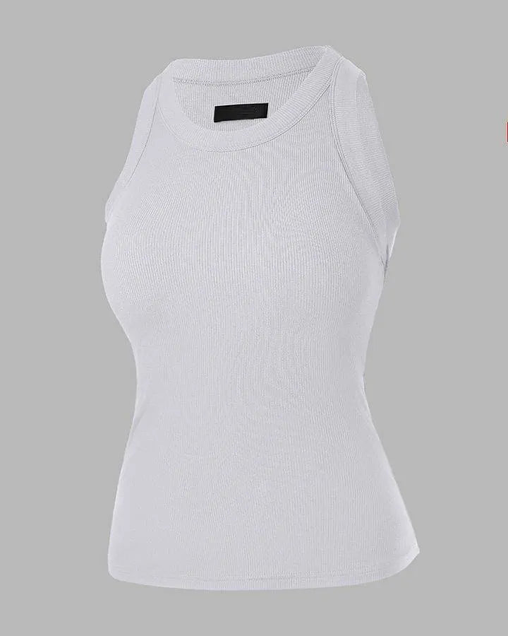 Built-in Bra 2 Piece Athletic Tank Tops for Women Ribbed Tank Top