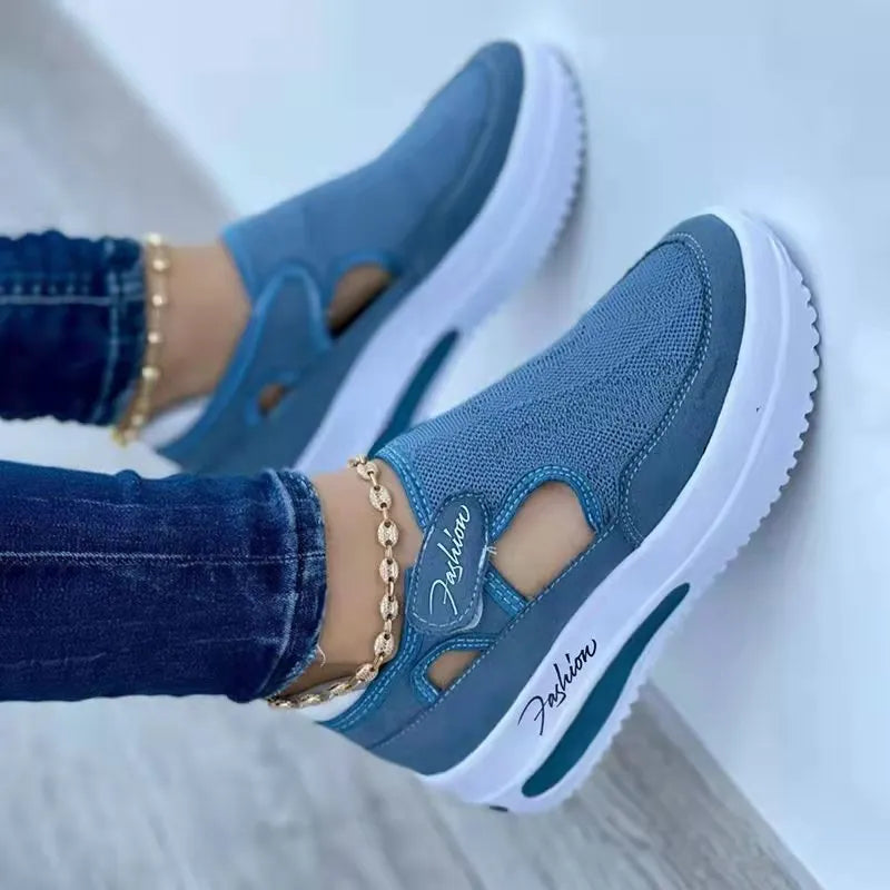 Women's Casual Single Shoes, New Spring/Summer Style, Flat, Flyknit, Breathable Mesh Shoes