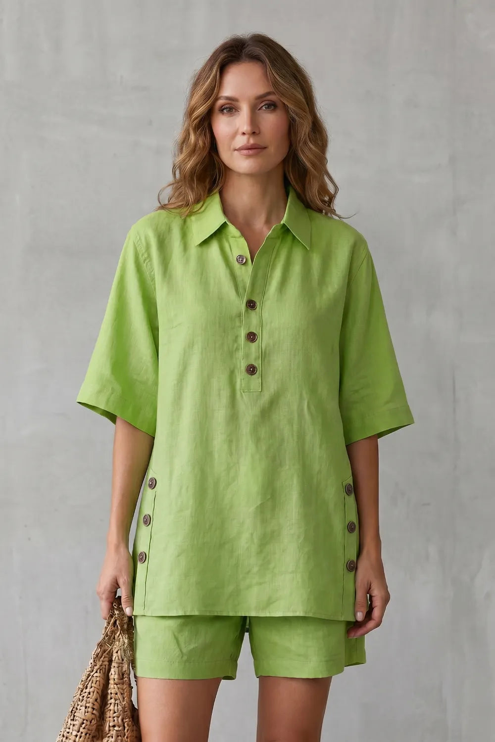 Relaxed button-detail comfort – Shorts set