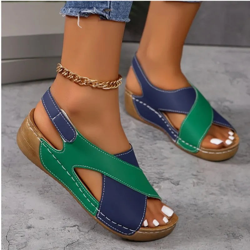 Women's New Vintage Solid Color Summer Wedge Sandals