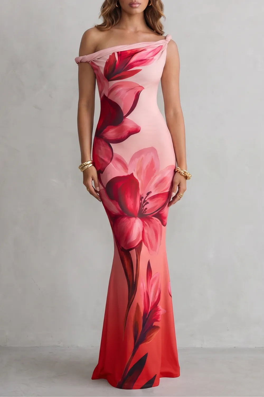 Off-shoulder floral allure – Maxi dress