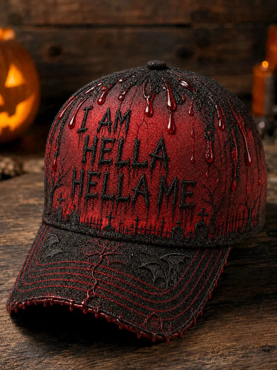 Bloody Graveyard “I Am Hella Hella Me” Gothic Halloween Baseball Cap