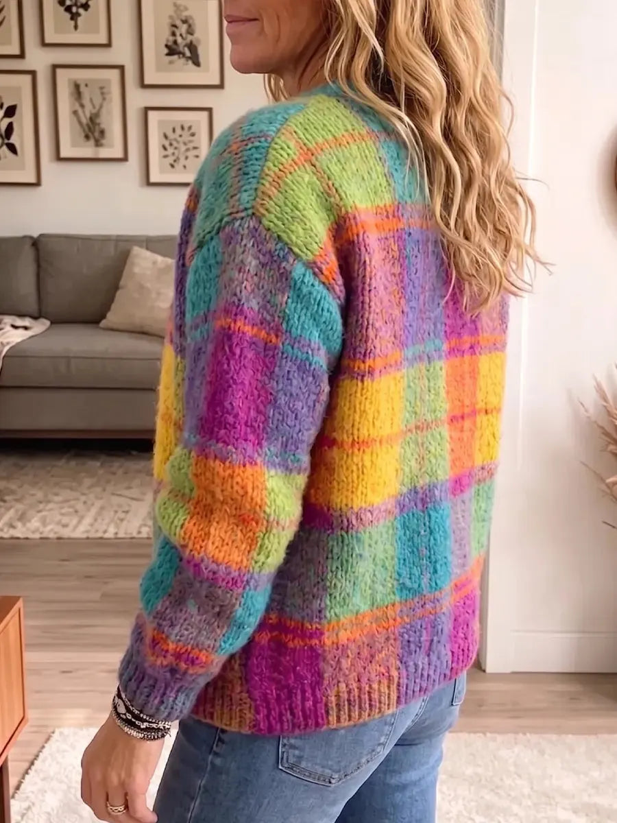 Vintage Elegant Color-blocked Sweater