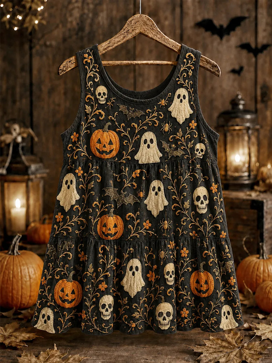 Women's Halloween Cute Ghost Print Sleeveless Tank Top