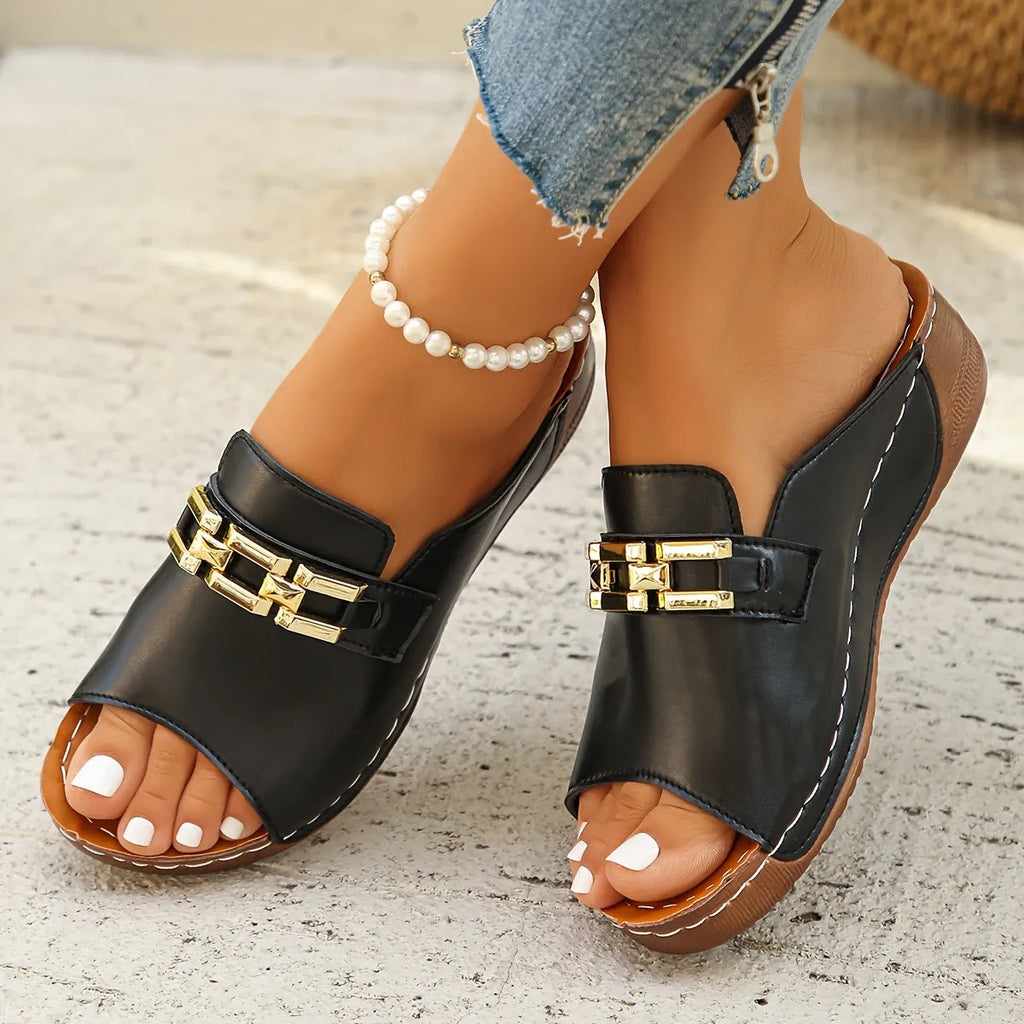 Newly upgraded women's wedge-heeled platform orthotic slippers