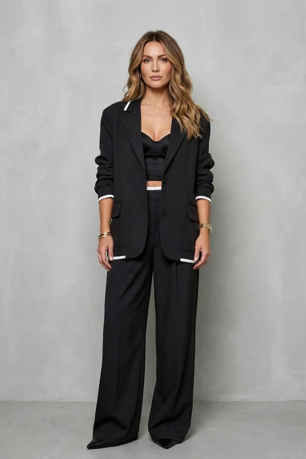 Elegant Wide-Leg Pantsuit Set – Two-Piece Power Look