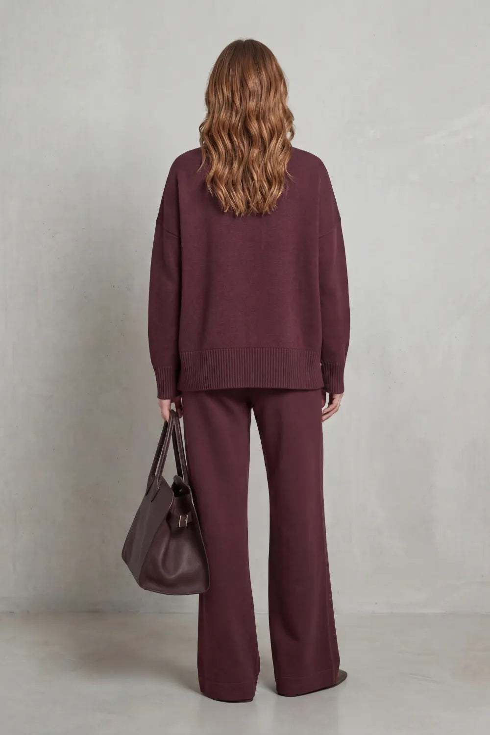 Folded collar charm – Knit lounge set