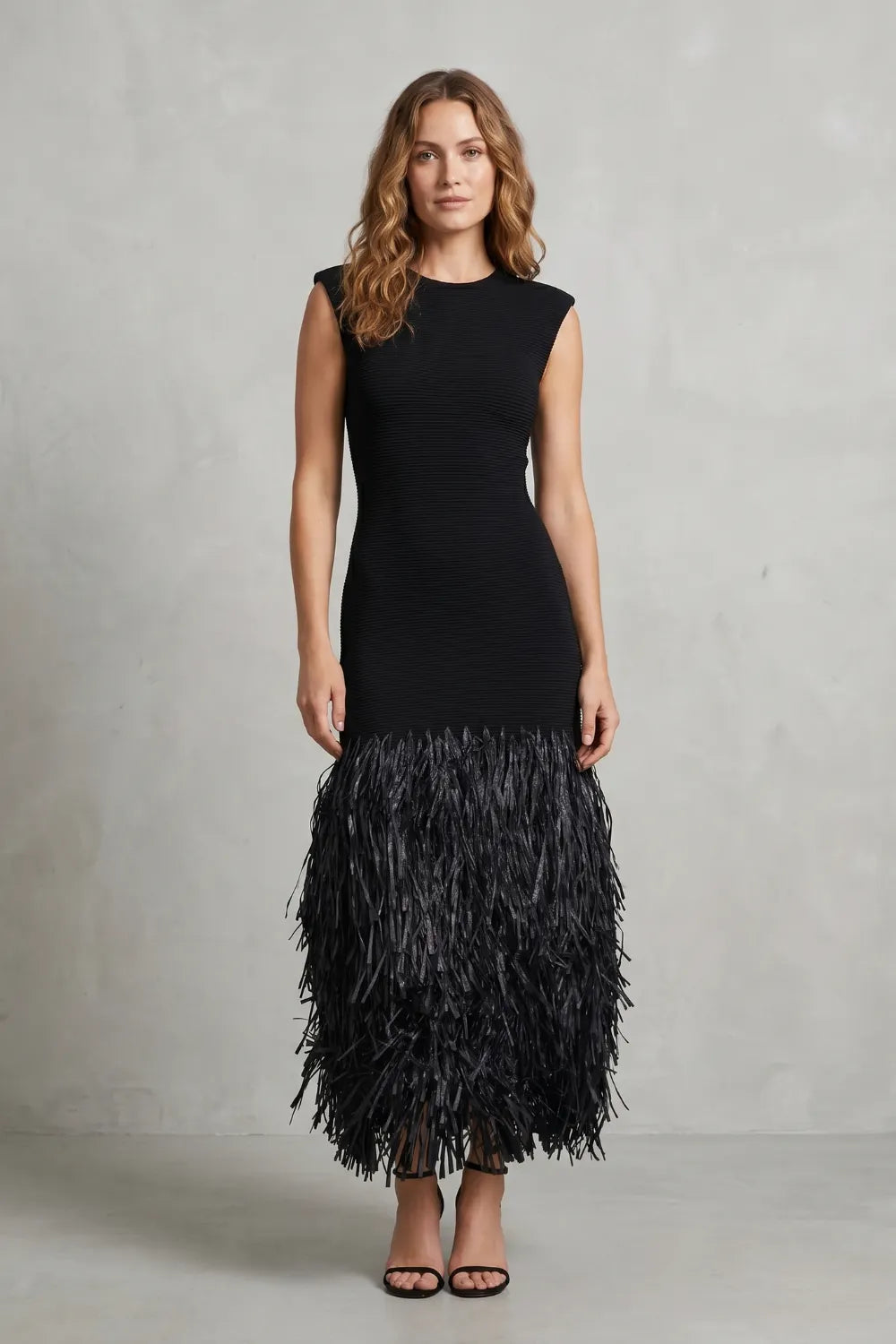 Raffia fringe elegance – Midi dress