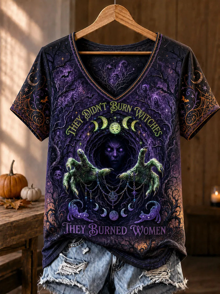 Dark Witch Halloween V-Neck T-Shirt
