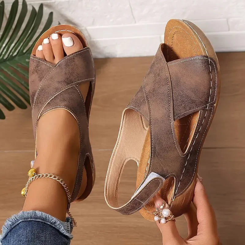 Women's New Vintage Solid Color Summer Wedge Sandals
