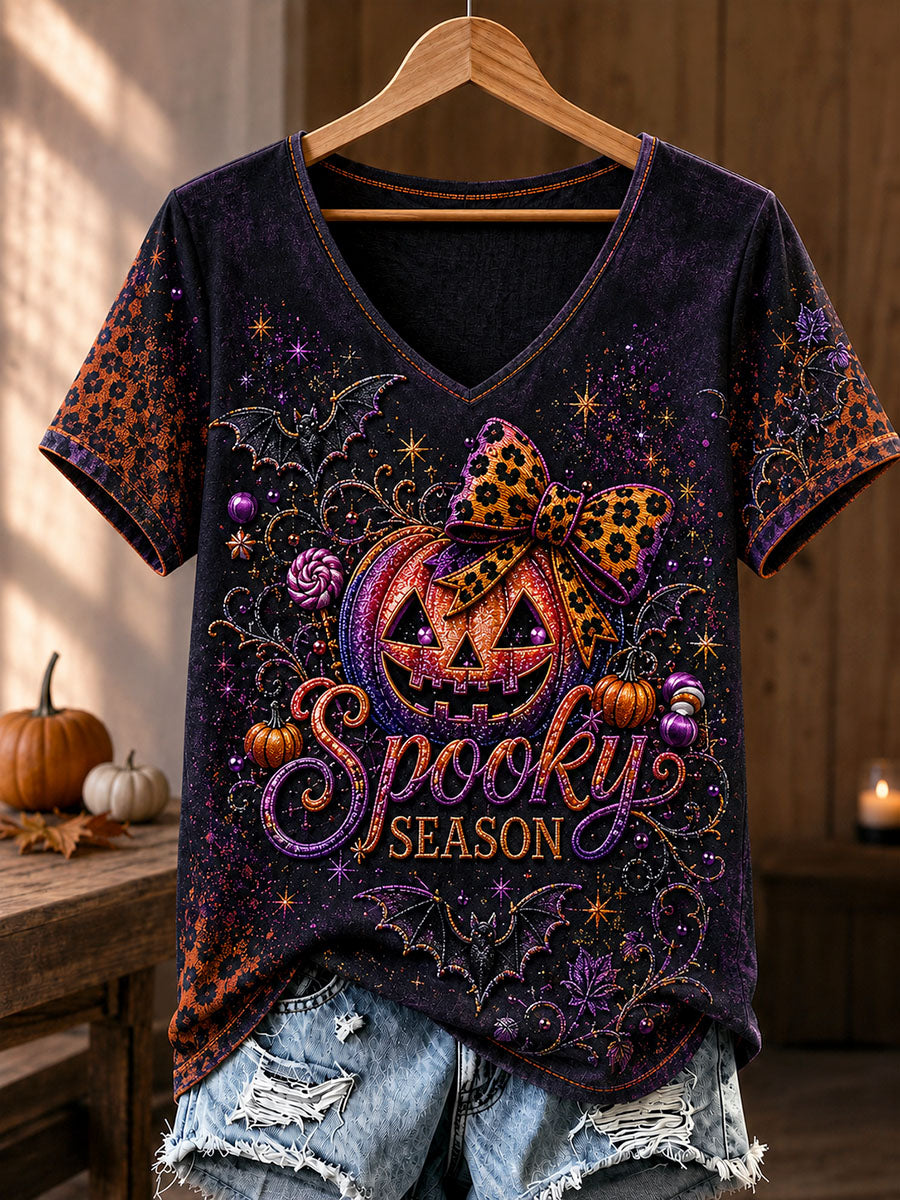 Pumpkin Halloween V-Neck T-Shirt